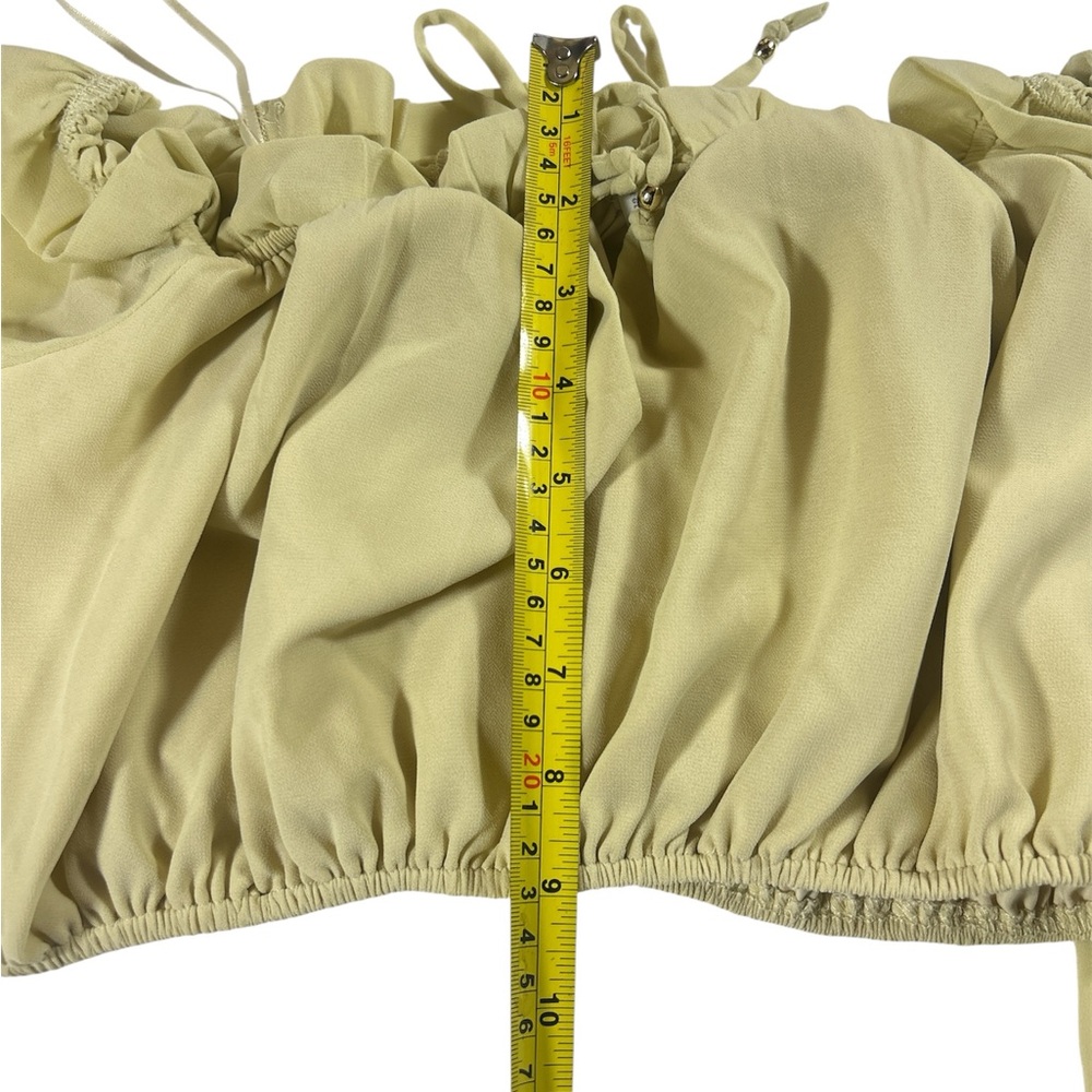 12th Tribe Yellow Long Sleeve Crop Top Boho Chic Romantic Ruffle Blouse Small S - Picture 5 of 10